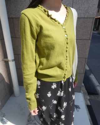 Frill V-neck cardigan
