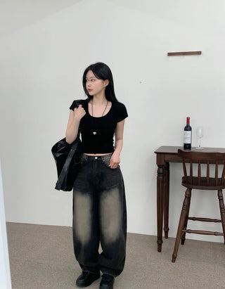 Balloon Wash Denim Pants