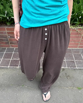 Waist Button Tencel Wide Pants