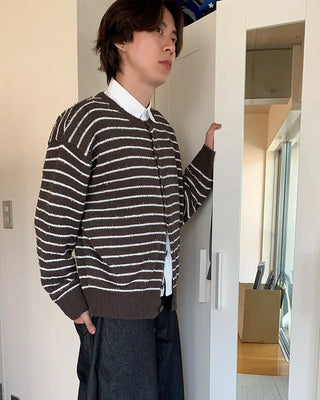Striped Round Cardigan