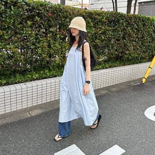 Sleeveless Shirred Long Dress