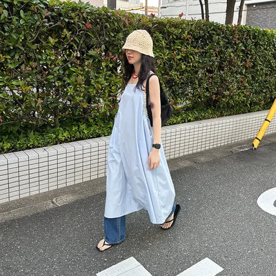 Sleeveless Shirred Long Dress