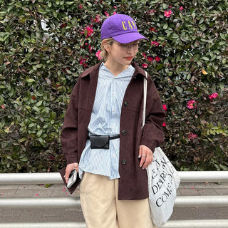 Suede Collar Neck Mid-Length Jacket