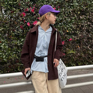 Suede Collar Neck Mid-Length Jacket