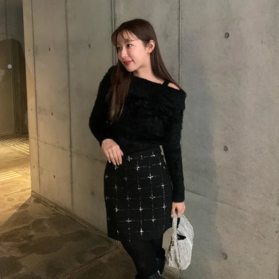 Mohair off-shoulder knit