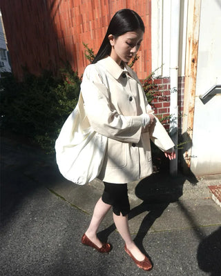 Square pocket single half trench coat