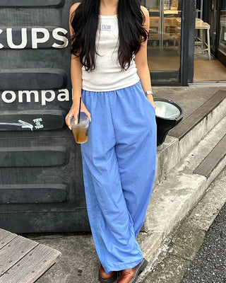 Side Lace Line Nylon Easy Pants