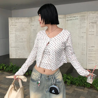 Flower Camisole Cardigan Set