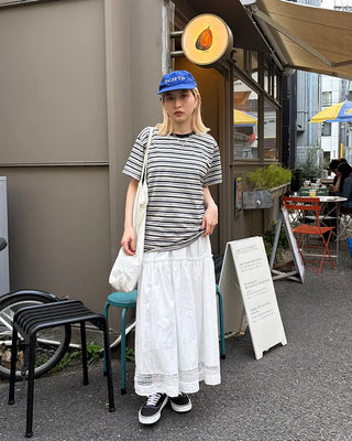 Bust Stitch Mix Border Half T-Shirt