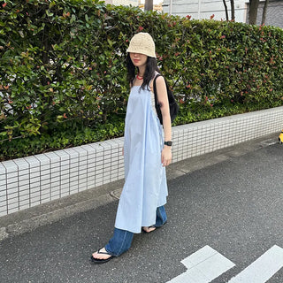 Sleeveless Shirred Long Dress
