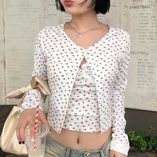Flower Camisole Cardigan Set