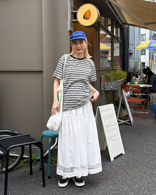 Bust Stitch Mix Border Half T-Shirt