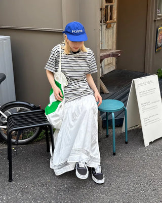 Tulle lace hem easy long skirt