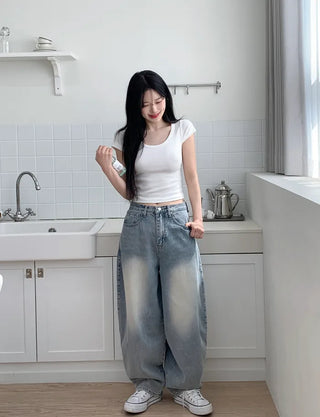 Balloon Wash Denim Pants