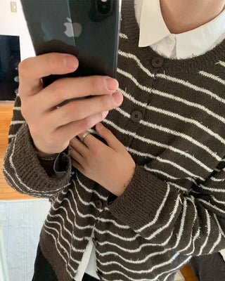 Striped Round Cardigan