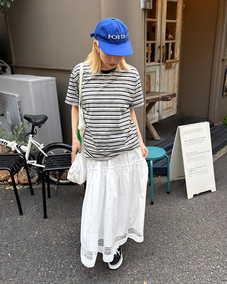 Bust Stitch Mix Border Half T-Shirt