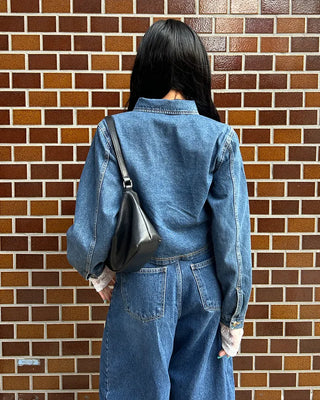 Cropped denim shirt jacket