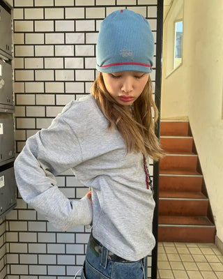 (Unisex) Semi-Cropped Waffle Long Sleeve Cut and Sewn