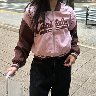 Two-tone varsity jacket