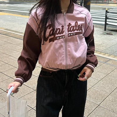 Two-tone varsity jacket