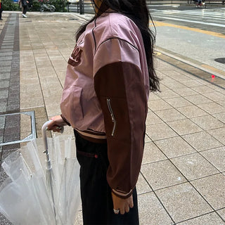 Two-tone varsity jacket