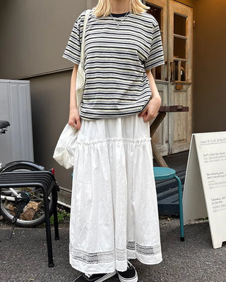 Bust Stitch Mix Border Half T-Shirt