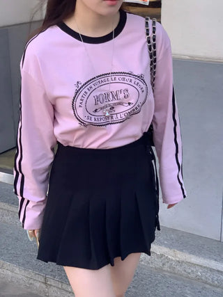 Ribbon pleated mini skirt pants (2c)