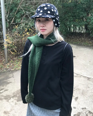 Pom-pom fur scarf