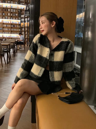 Checked cropped jacket