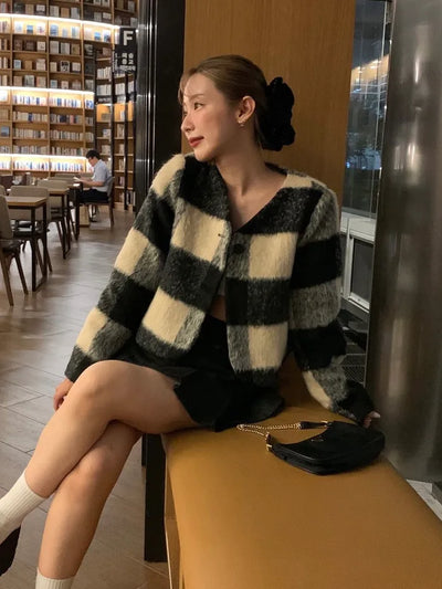 Checked cropped jacket