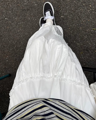Tulle lace hem easy long skirt
