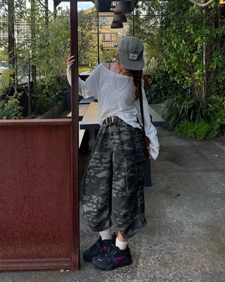 2-way loose sheer summer knit T-shirt