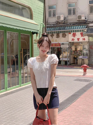 Cotton Ribbon Shirring Blouse