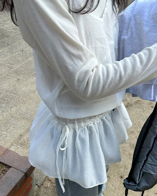 See-through camisole shirred dress