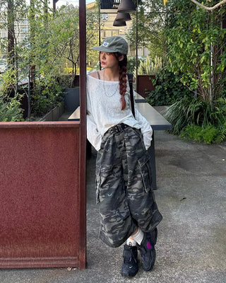 2-way loose sheer summer knit T-shirt