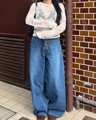 Tulle Flower See-Through Long T-Shirt