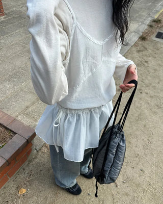 See-through camisole shirred dress