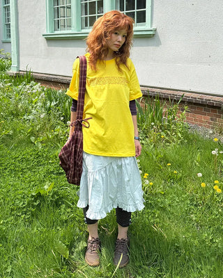 Asymmetrical ruffled midi skirt