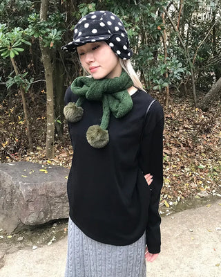 Pom-pom fur scarf