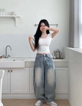 Balloon Wash Denim Pants