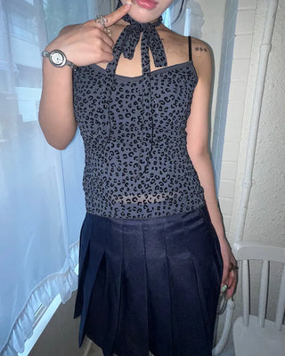 Tie-set leopard jacquard camisole
