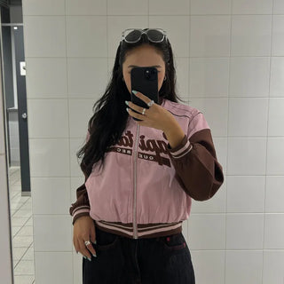 Two-tone varsity jacket