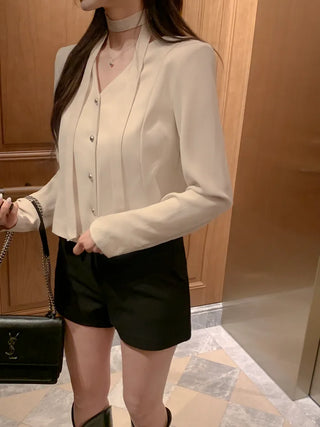 Tie jacket & blouse set