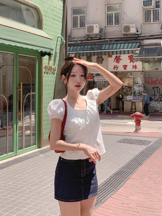 Cotton Ribbon Shirring Blouse
