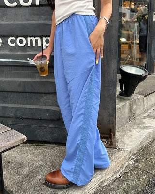 Side Lace Line Nylon Easy Pants