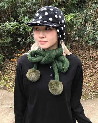 Pom-pom fur scarf
