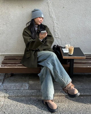 (Unisex) Center Seam Flap Pocket Half Coat