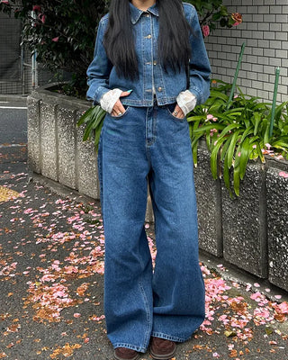 Cropped denim shirt jacket