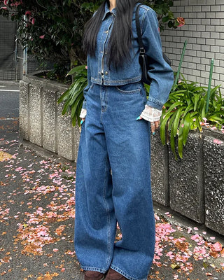 Cropped denim shirt jacket