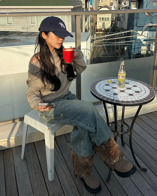 Whisker Wash Point Wide Denim Pants